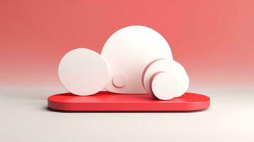 3D red white cloud icon minimal style, cloud computing online service, digital technology security concept, Generative AI illustration photo