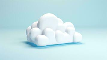 3D white blue cloud icon minimal style, cloud computing online service, digital technology security concept, Generative AI illustration photo