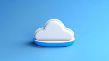 3D white blue cloud icon minimal style, cloud computing online service, digital technology security concept, Generative AI illustration photo