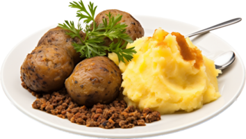 Haggis neeps and tatties png with AI generated.