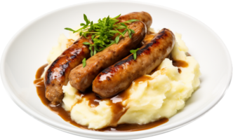 Bangers and mash png with AI generated.