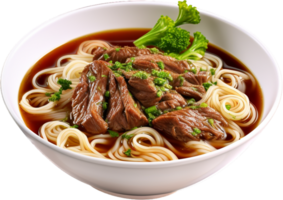 Beef noodle soup png with AI generated.