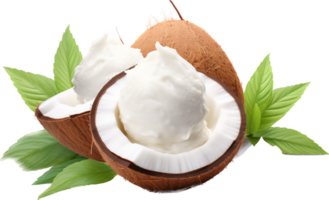 Noce di cocco ghiaccio crema png con ai generato.