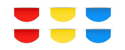 Set of semicircular banners on three colors vector