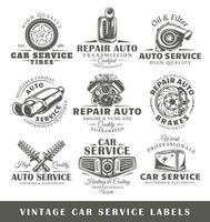 Set of vintage car service labels vector