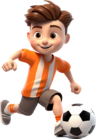 Boy is playing soccer png with AI generated.