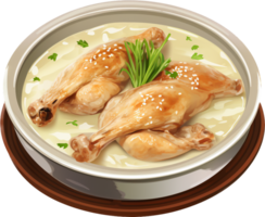 Ginseng chicken soup png with AI generated.