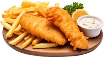 Fish and chips png with AI generated.