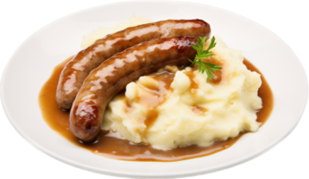 Bangers and mash png with AI generated.