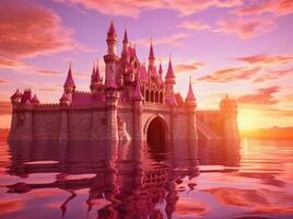 Magic castle in sunset photo