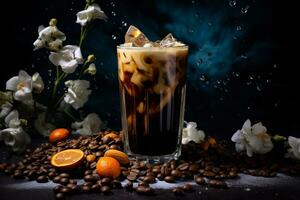 Espresso ice coffee in glass photo