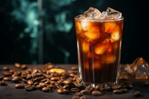 Espresso ice coffee in glass photo