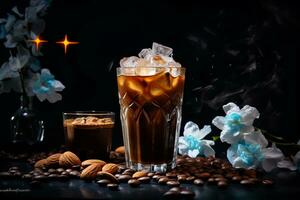 Espresso ice coffee in glass photo