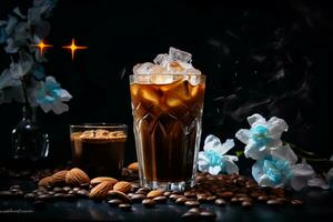 Espresso ice coffee in glass photo