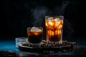 Espresso ice coffee in glass photo