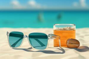 Sunglasses on a sandy island photo