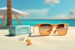 Gafas de sol en un arenoso isla foto