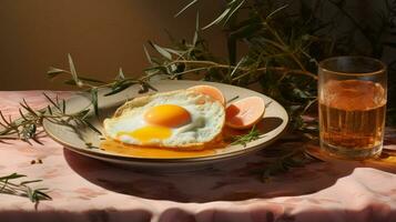 Breakfast with fried eggs photo