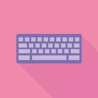 Purple computer keyboard icon in flat style on pink background. Vector illustration