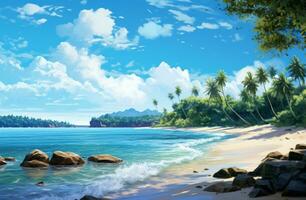 Tropical island beach wallpaper photo