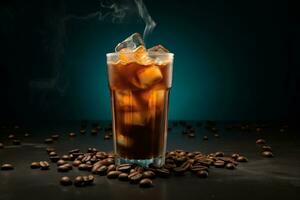 Espresso ice coffee in glass photo