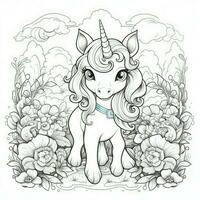 Kawaii Unicorn Coloring Pages photo