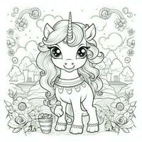 Kawaii Unicorn Coloring Pages photo