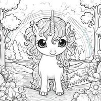 Kawaii Unicorn Coloring Pages photo