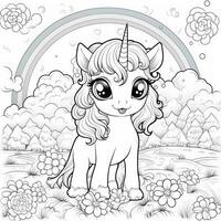 Kawaii Unicorn Coloring Pages photo