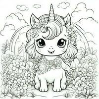 Kawaii Unicorn Coloring Pages photo