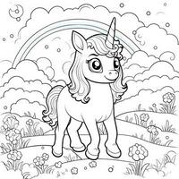 kawaii unicornio colorante paginas foto