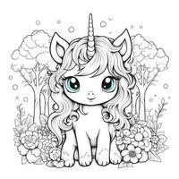 Kawaii Unicorn Coloring Pages photo