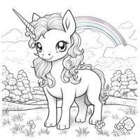 Kawaii Unicorn Coloring Pages photo