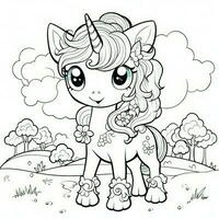 Kawaii Unicorn Coloring Pages photo