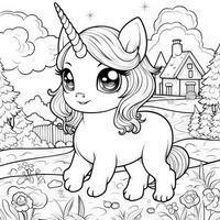 Kawaii Unicorn Coloring Pages photo