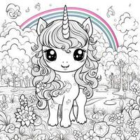 kawaii unicornio colorante paginas foto