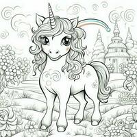 Kawaii Unicorn Coloring Pages photo