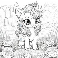 Kawaii Unicorn Coloring Pages photo