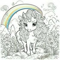 kawaii unicornio colorante paginas foto