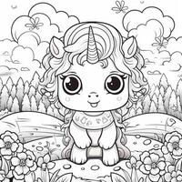 Kawaii Unicorn Coloring Pages photo