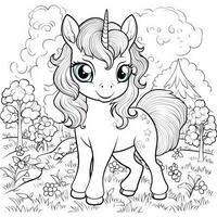 Kawaii Unicorn Coloring Pages photo