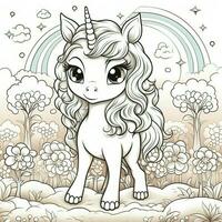 Kawaii Unicorn Coloring Pages photo