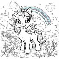 Kawaii Unicorn Coloring Pages photo