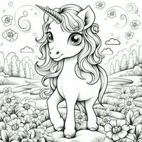 Kawaii Unicorn Coloring Pages photo