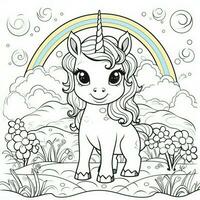 Kawaii Unicorn Coloring Pages photo