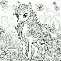 Kawaii Unicorn Coloring Pages photo