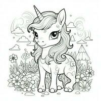 Kawaii Unicorn Coloring Pages photo