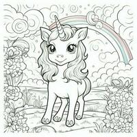 Kawaii Unicorn Coloring Pages photo