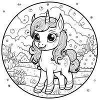 Kawaii Unicorn Coloring Pages photo