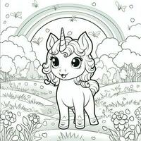 Kawaii Unicorn Coloring Pages photo